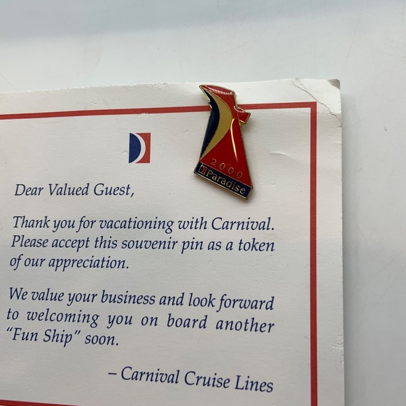 VTG Carnival Cruise Lines Carnival Paradise Collectible Lapel Pin and Card 2000 - Picture 4 of 10